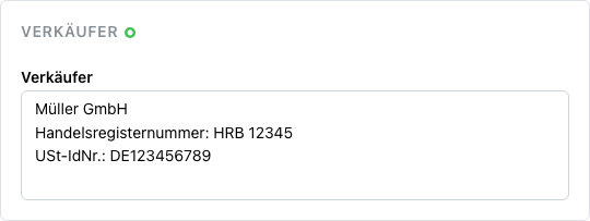 Verkäuferinformationen