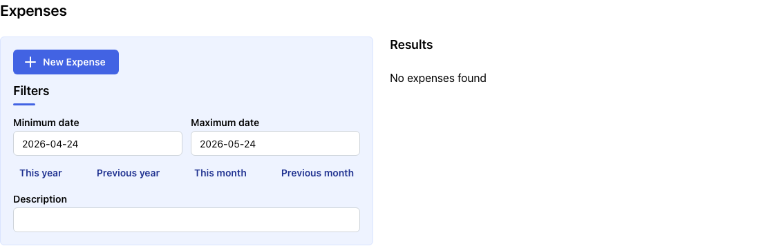Expenses page