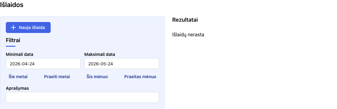 Išlaidų puslapis